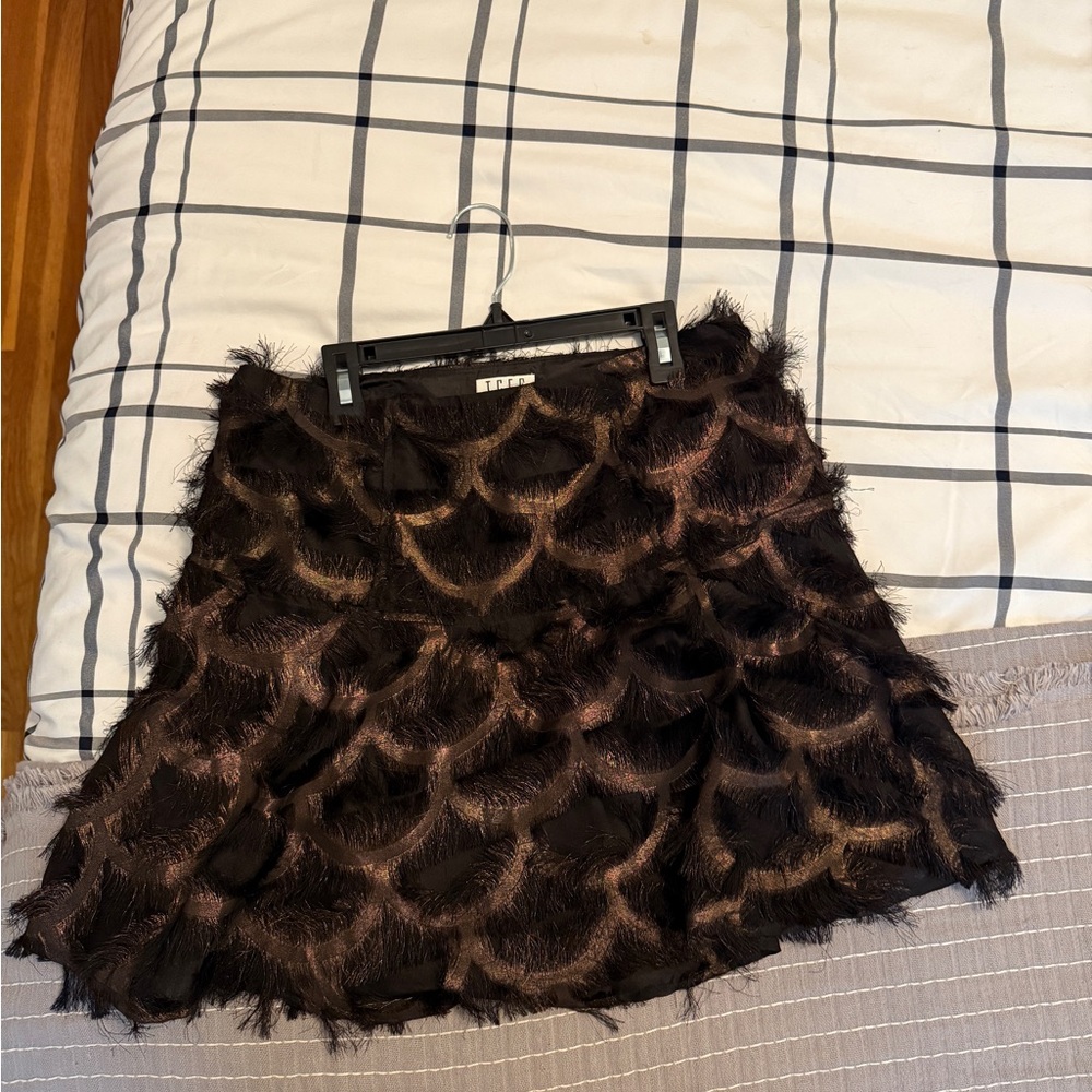 TCEC Black and Brown Ruffled Mini Skirt